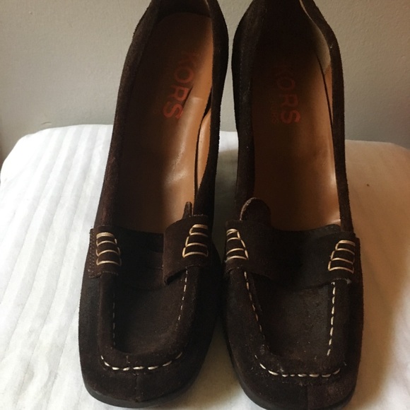 Michael Kors Classic Dark Brown Suede Wedge Heels - Picture 9 of 9